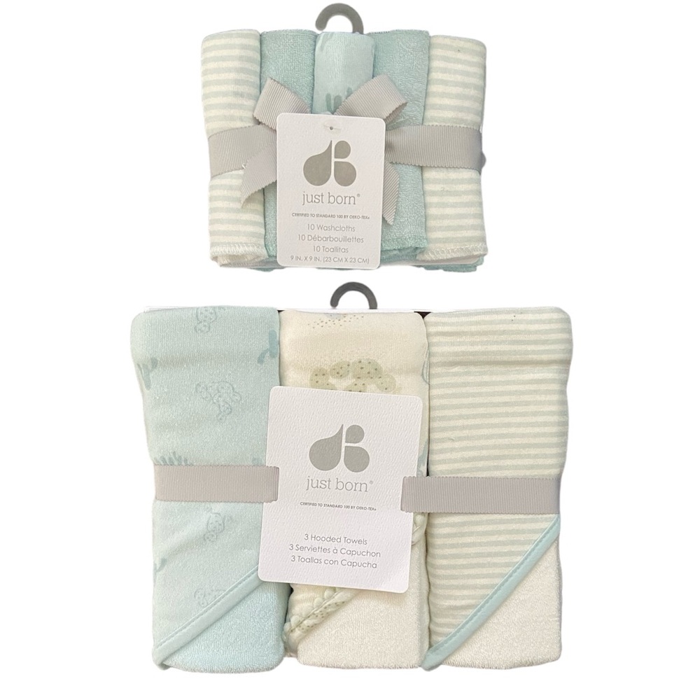 Baby Just Born - 3-Pack Hooded
Bath Towels & 10-Pack Washcloths